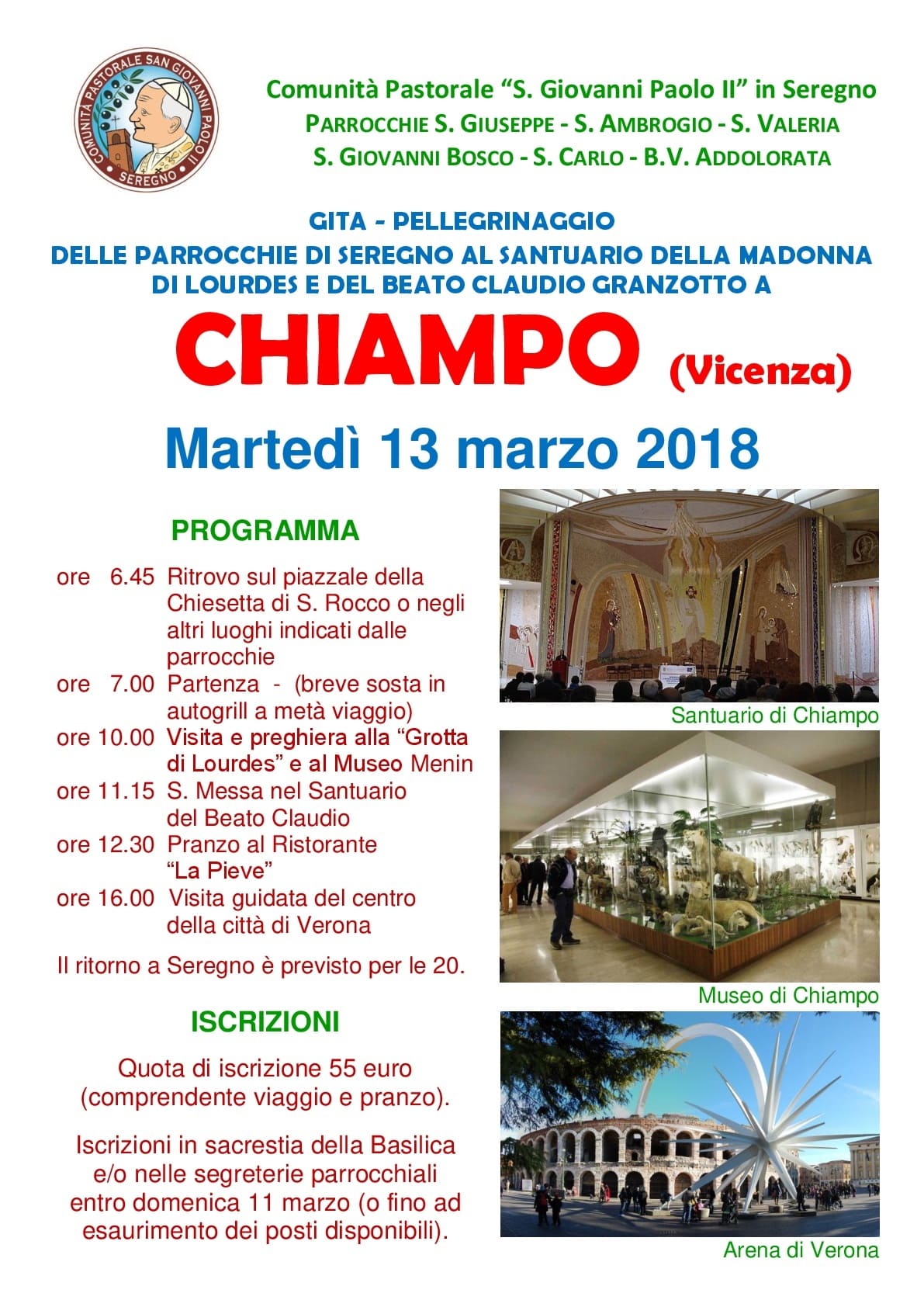 13 marzo Pellegrinaggio a Chiampo e Verona 