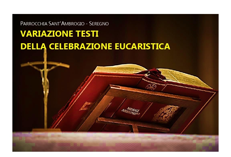 Variazione testi della Celebrazione Eucaristica