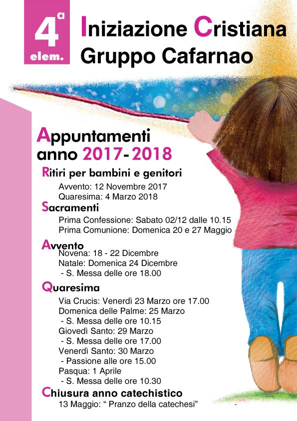 Appuntamenti 4^ elem - Gruppo Cafarnao anno 2017/2018