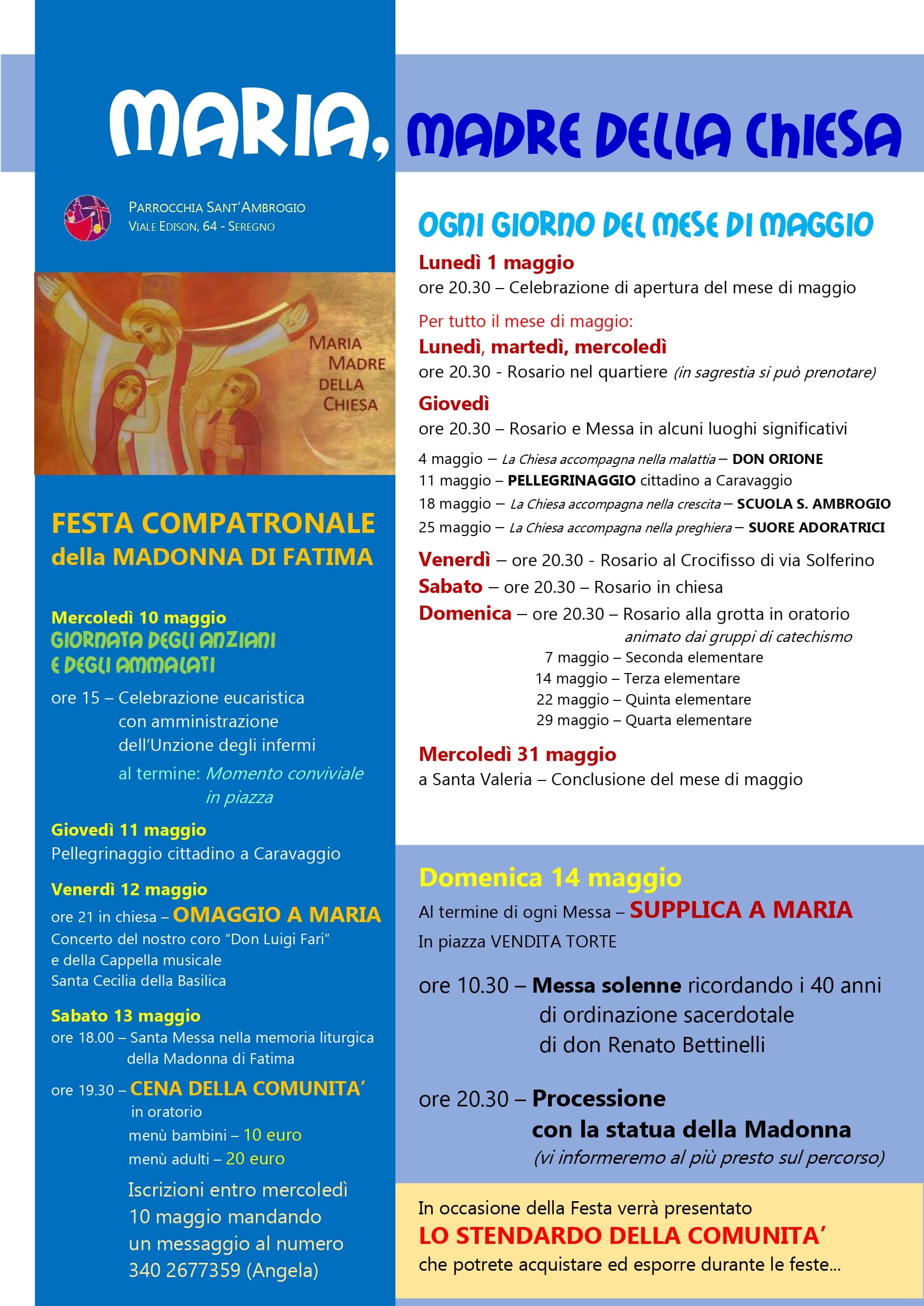 Programma Festa Compatronale della Madonna di Fatima e mese di Maggio