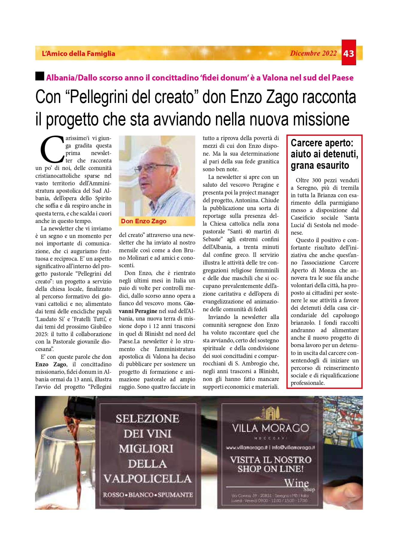 Con “Pellegrini del creato” don Enzo Zago racconta il progetto che sta avviando nella nuova missione